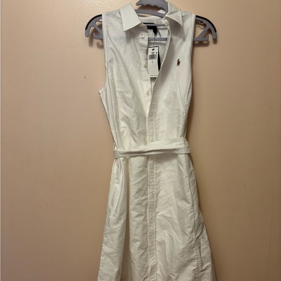 Ralph Lauren Dresses & Skirts - Ralph Lauren White Sleeveless Button-Front Shirt Dress with Waist Tie